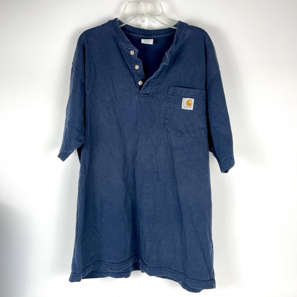 Carhartt Heavyweight Short Sleeve Henley Pocket T-Shirt Medium Work Workwear